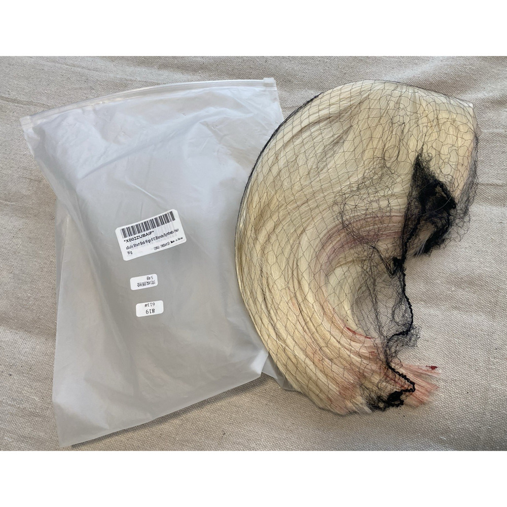 New Womens Short Bob Hair Wig Golden Blonde wPink Tips Soft Natural Synthetic